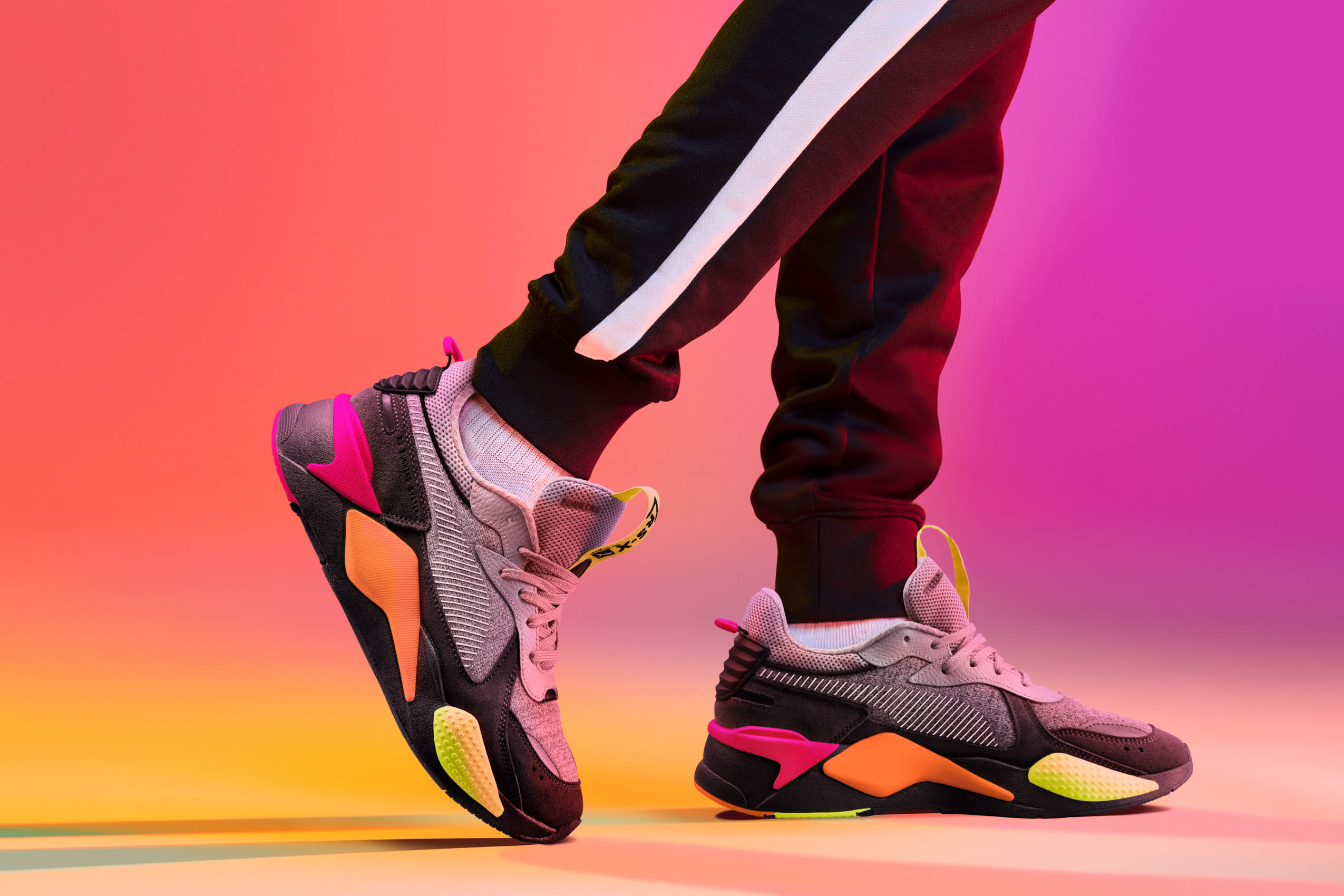 Close up images of R&B Artist Ye Ali wearing the Puma RS-X for Foot Locker